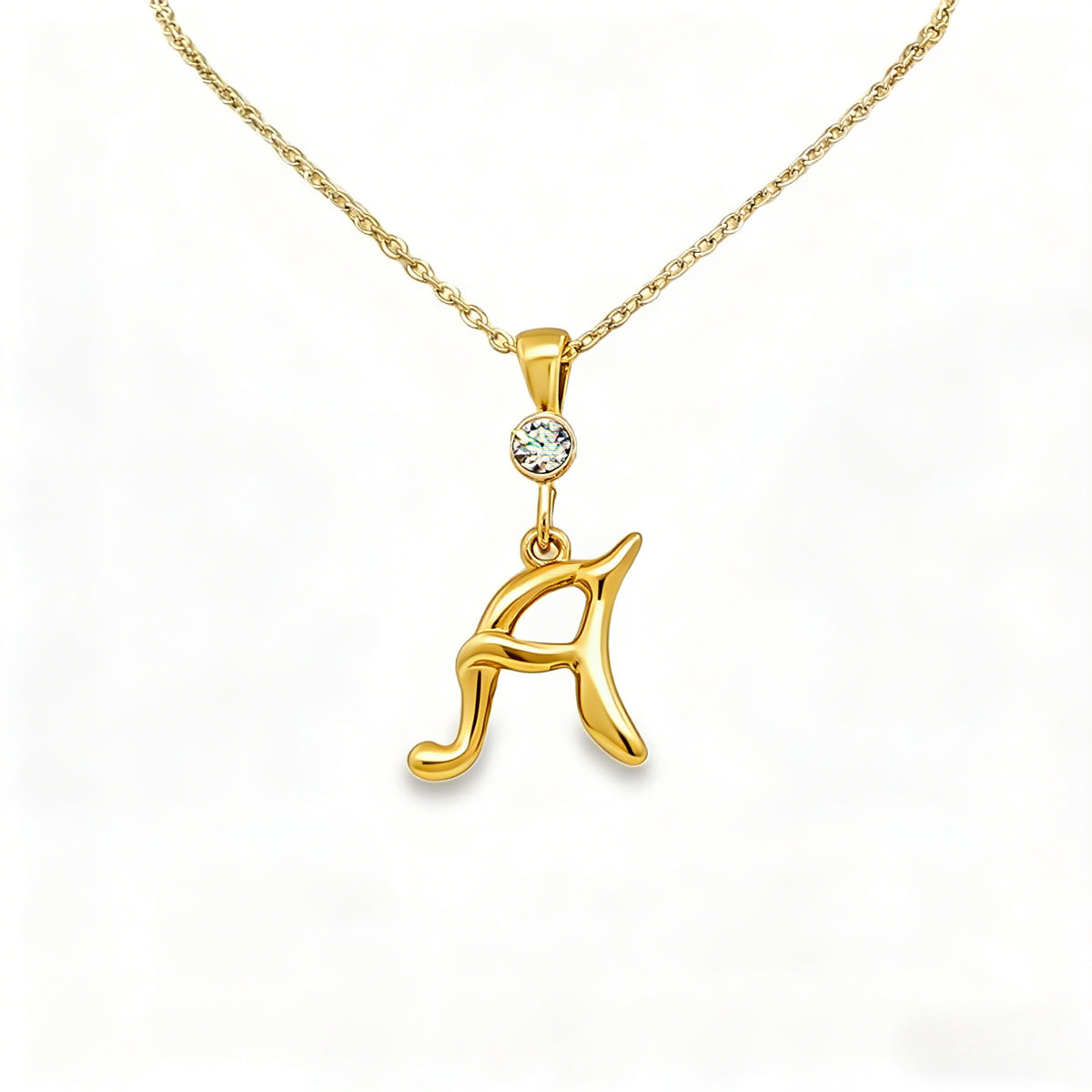 Gold letter A initial pendant for personalized birthstone necklace