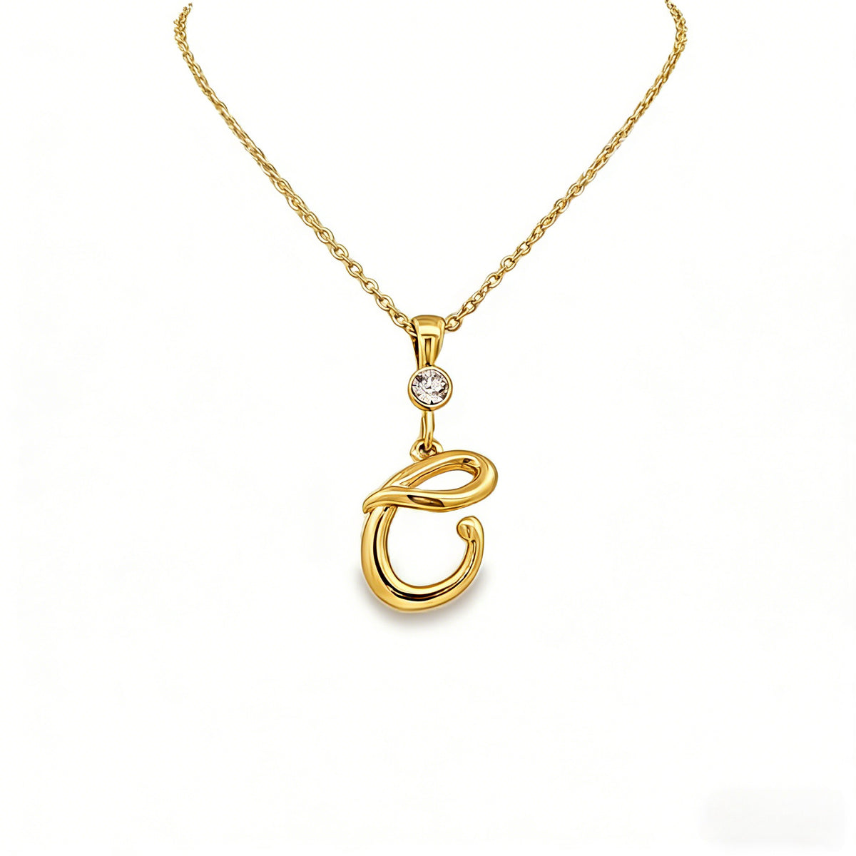 Gold letter C initial pendant for personalized birthstone necklace
