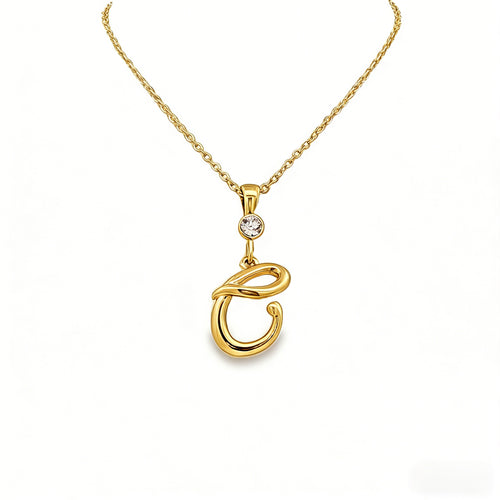 Gold letter C initial pendant for personalized birthstone necklace