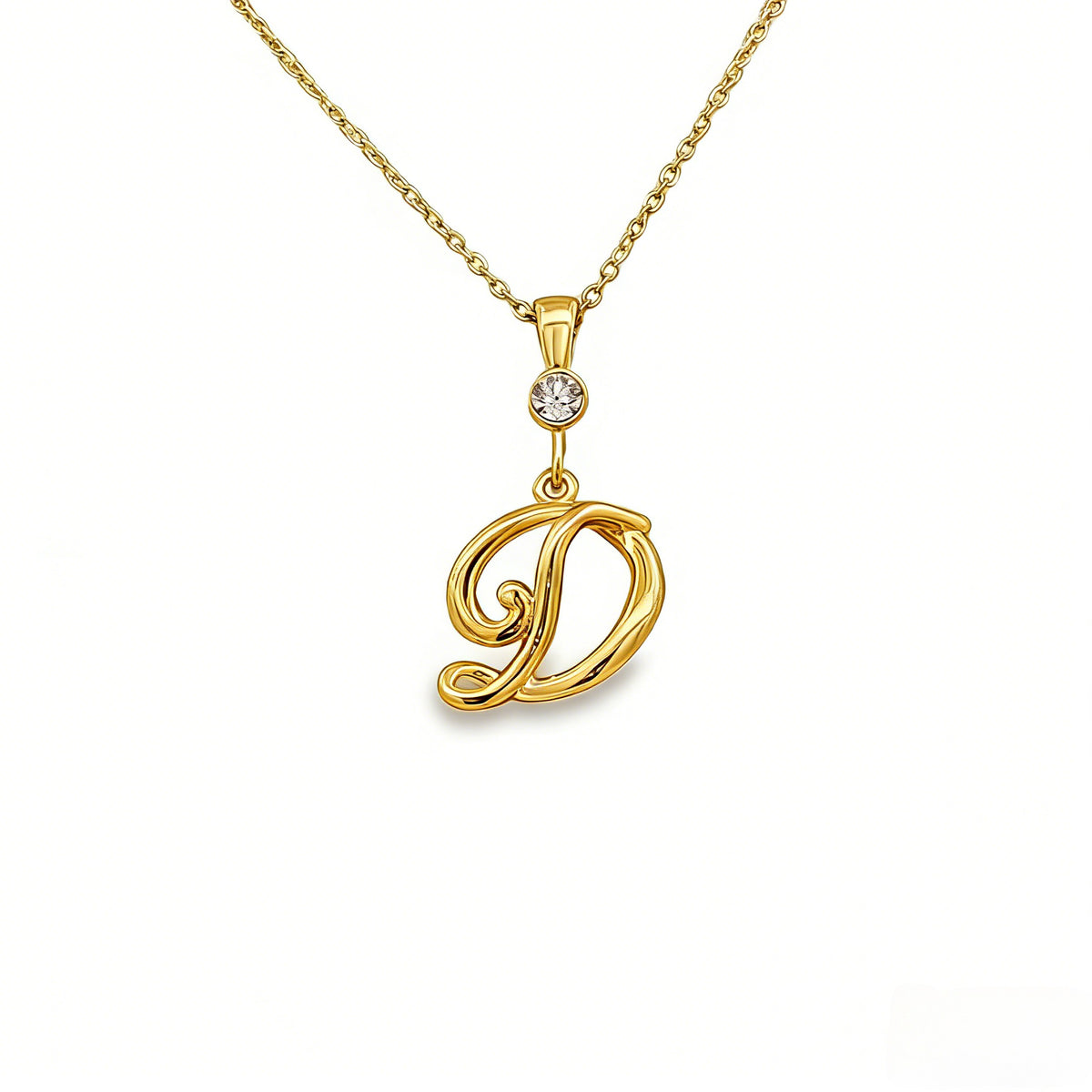 Gold letter D initial pendant for personalized birthstone necklace