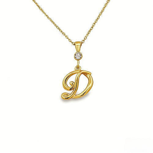Gold letter D initial pendant for personalized birthstone necklace