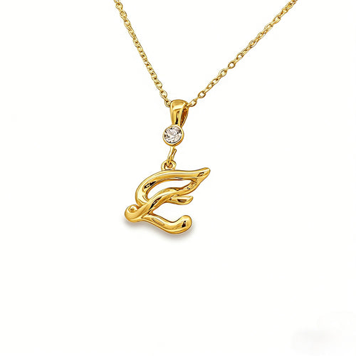 Gold letter E initial pendant for personalized birthstone necklace