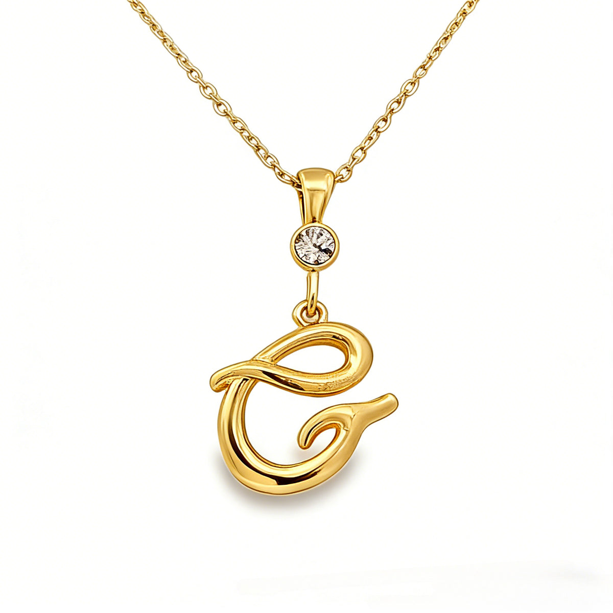 Gold letter G initial pendant for personalized birthstone necklace