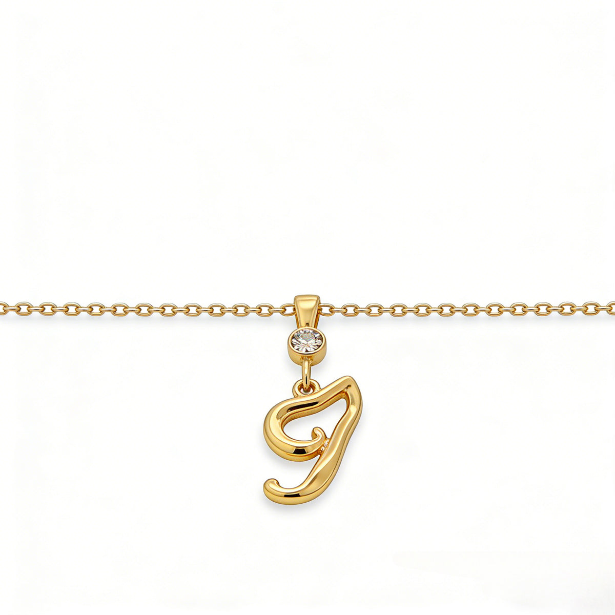 Gold letter J initial pendant for personalized birthstone necklace