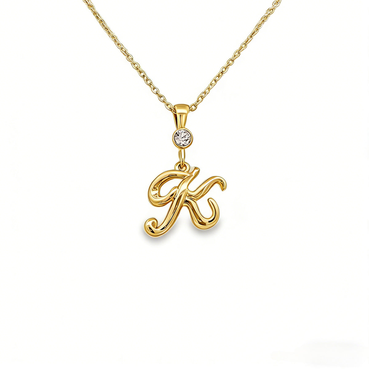 Gold letter K initial pendant for personalized birthstone necklace