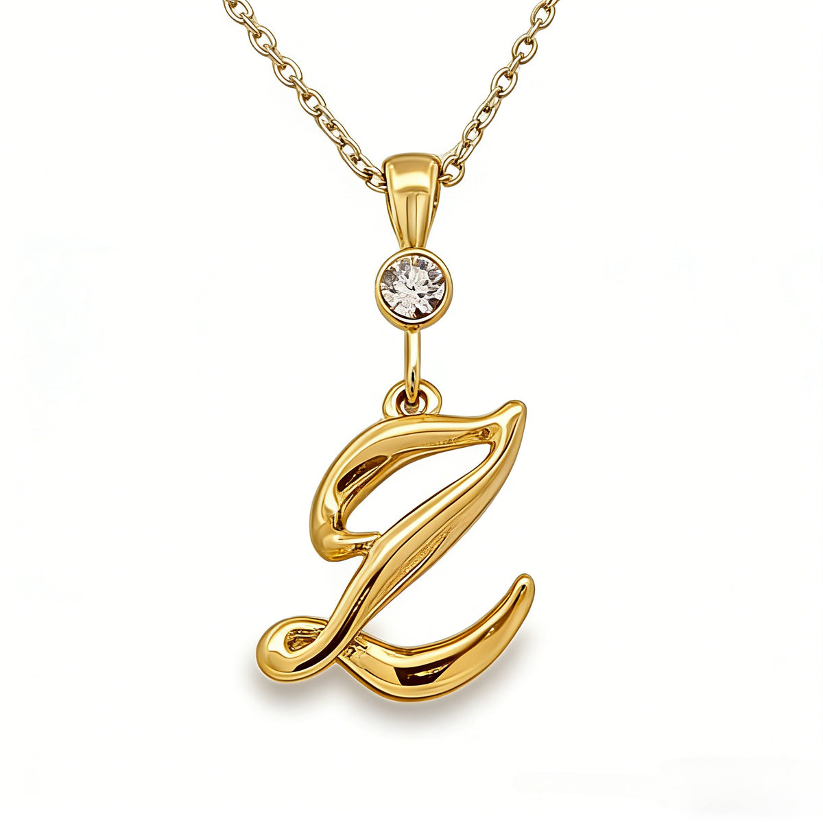 Gold letter L initial pendant for personalized birthstone necklace