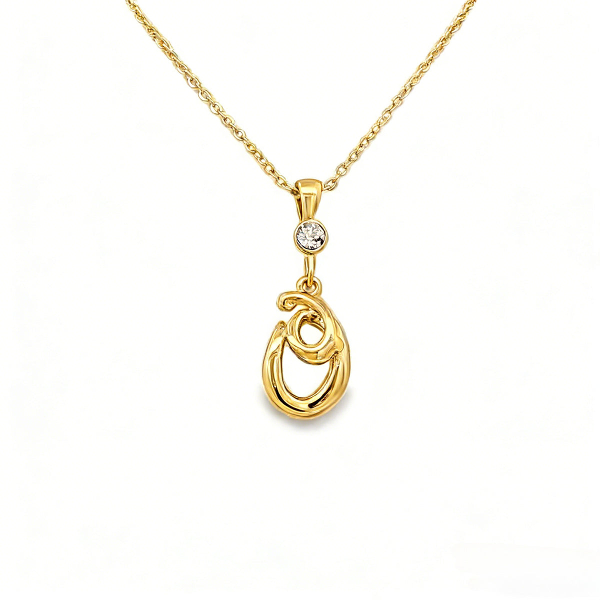 Gold letter O initial pendant for personalized birthstone necklace