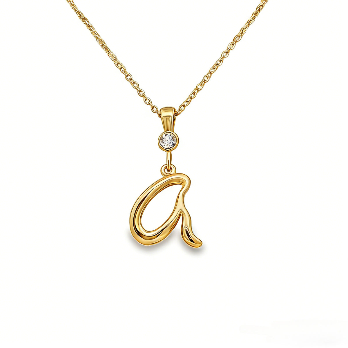 Gold letter Q initial pendant for personalized birthstone necklace
