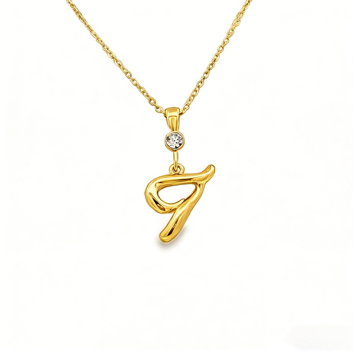 Gold letter T initial pendant for personalized birthstone necklace
