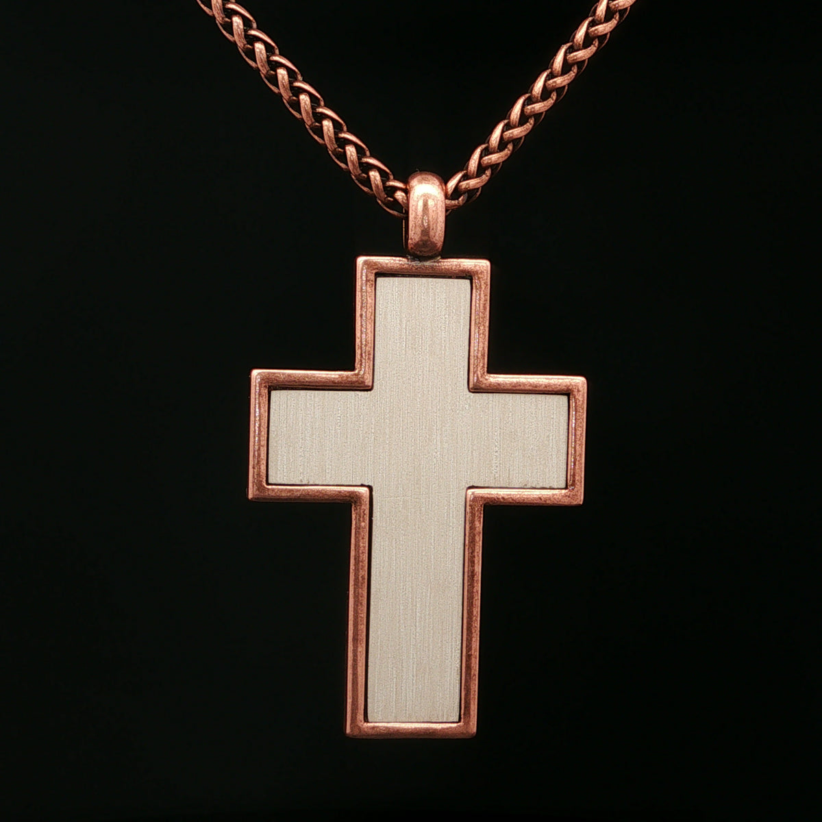 Two-Tone Cross Necklace with Chain - UN-1050
