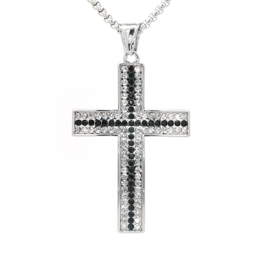 Black and Clear Cross Necklace - UN-1087