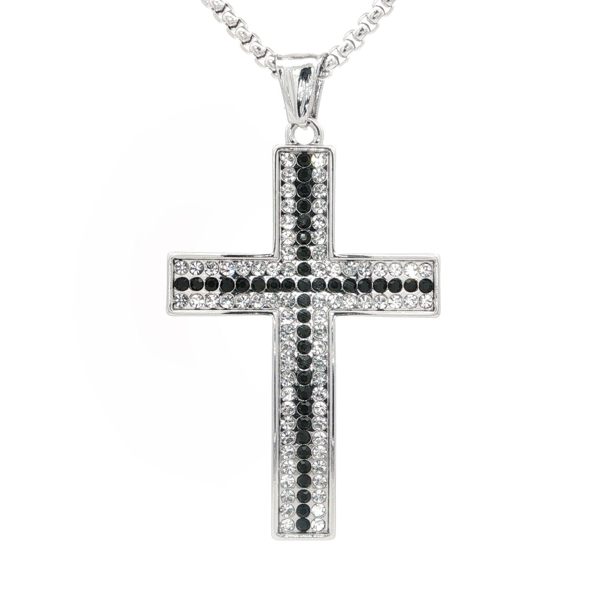 Black and Clear Cross Necklace - UN-1087