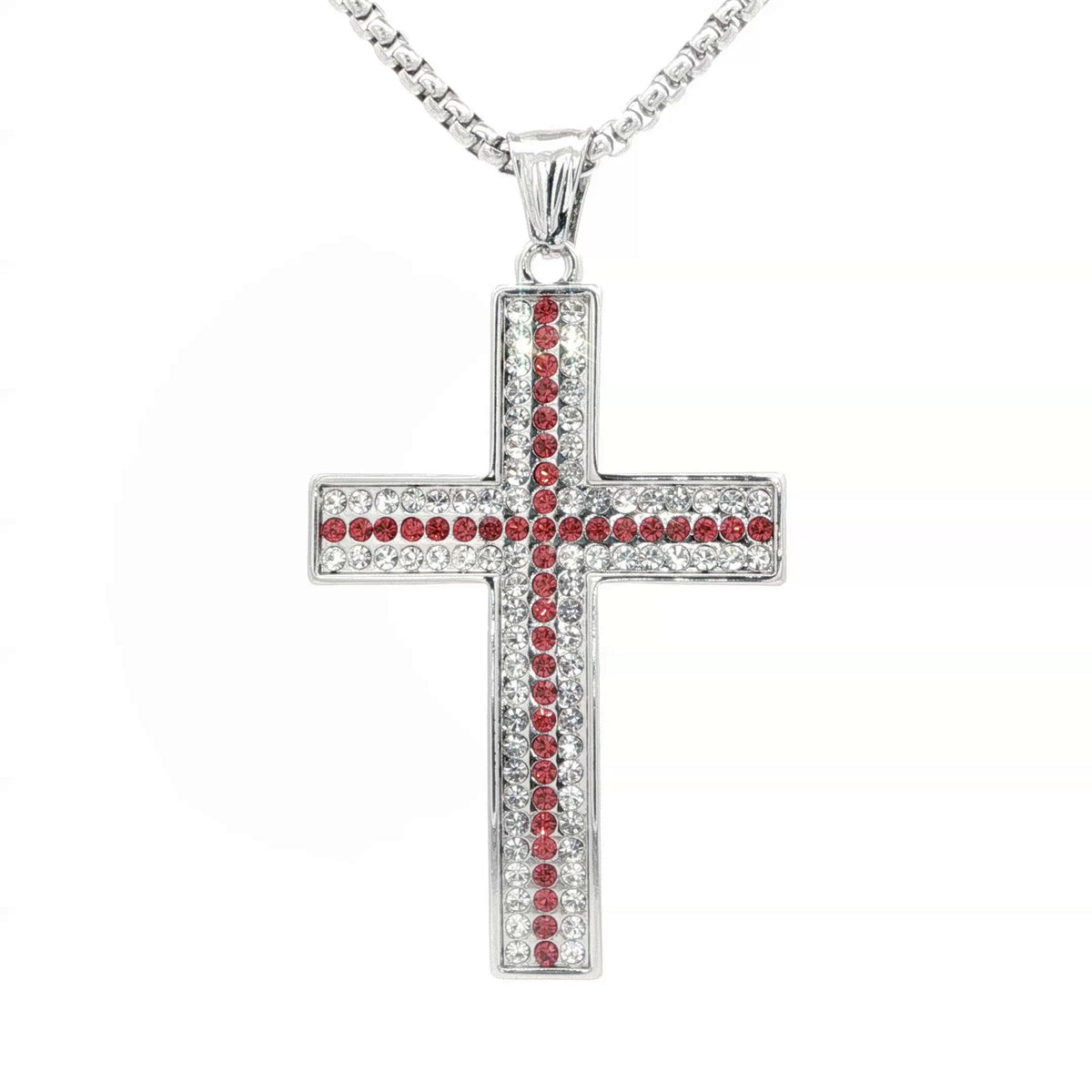 Red and Clear Cross Necklace - UN-1093