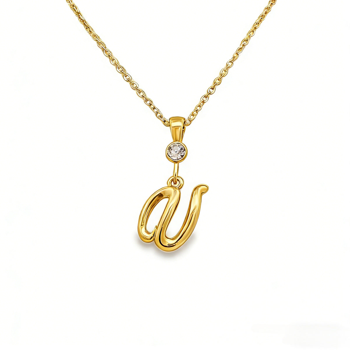 Gold letter V initial pendant for personalized birthstone necklace
