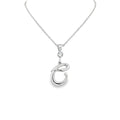 Silver letter C initial pendant for personalized birthstone necklace