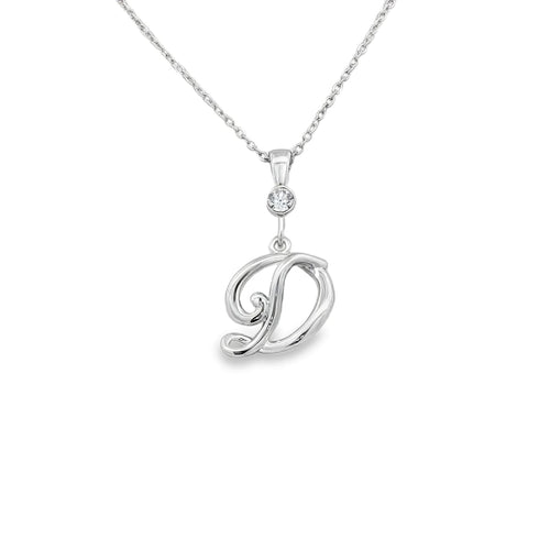 Silver letter D initial pendant for personalized birthstone necklace