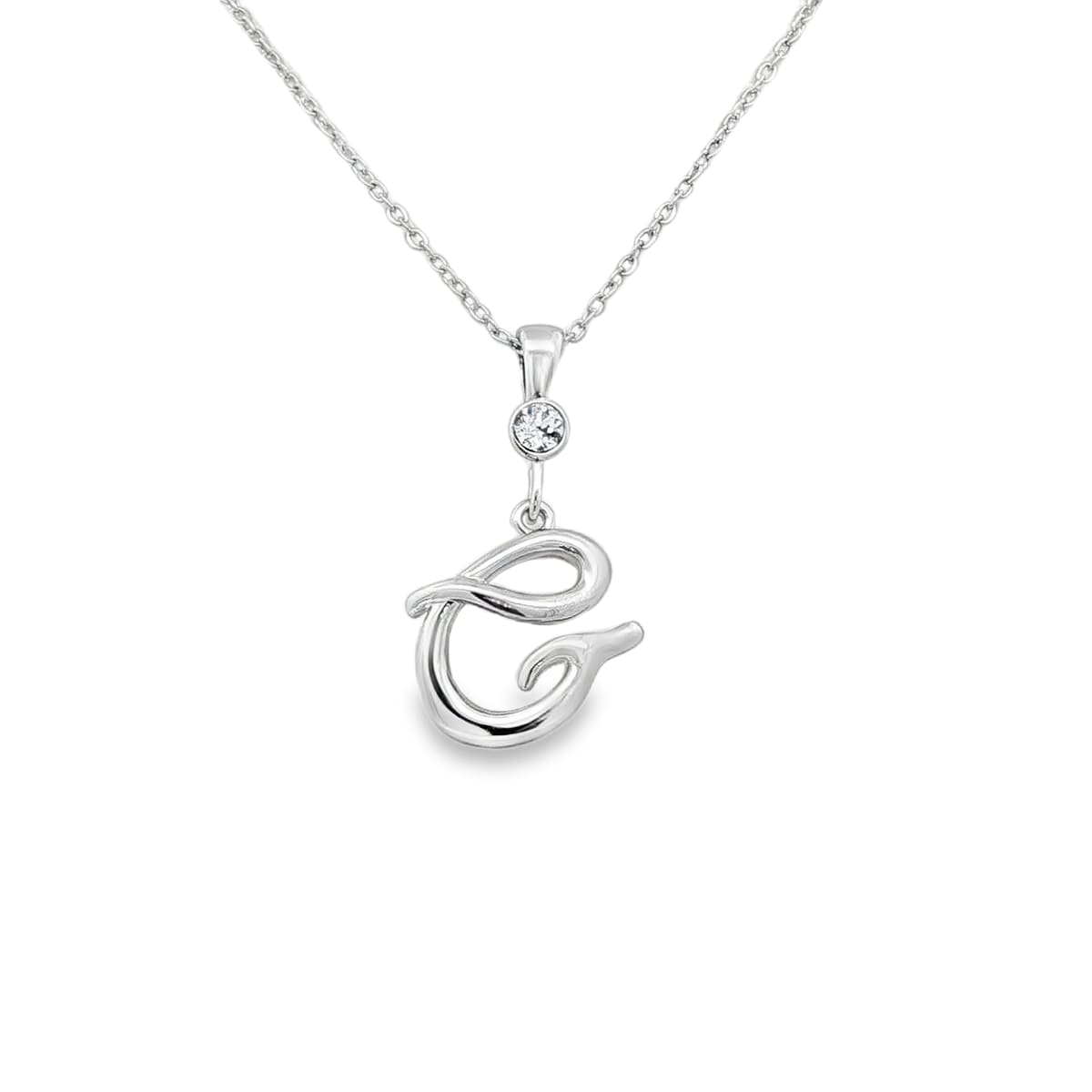 Silver letter G initial pendant for personalized birthstone necklace
