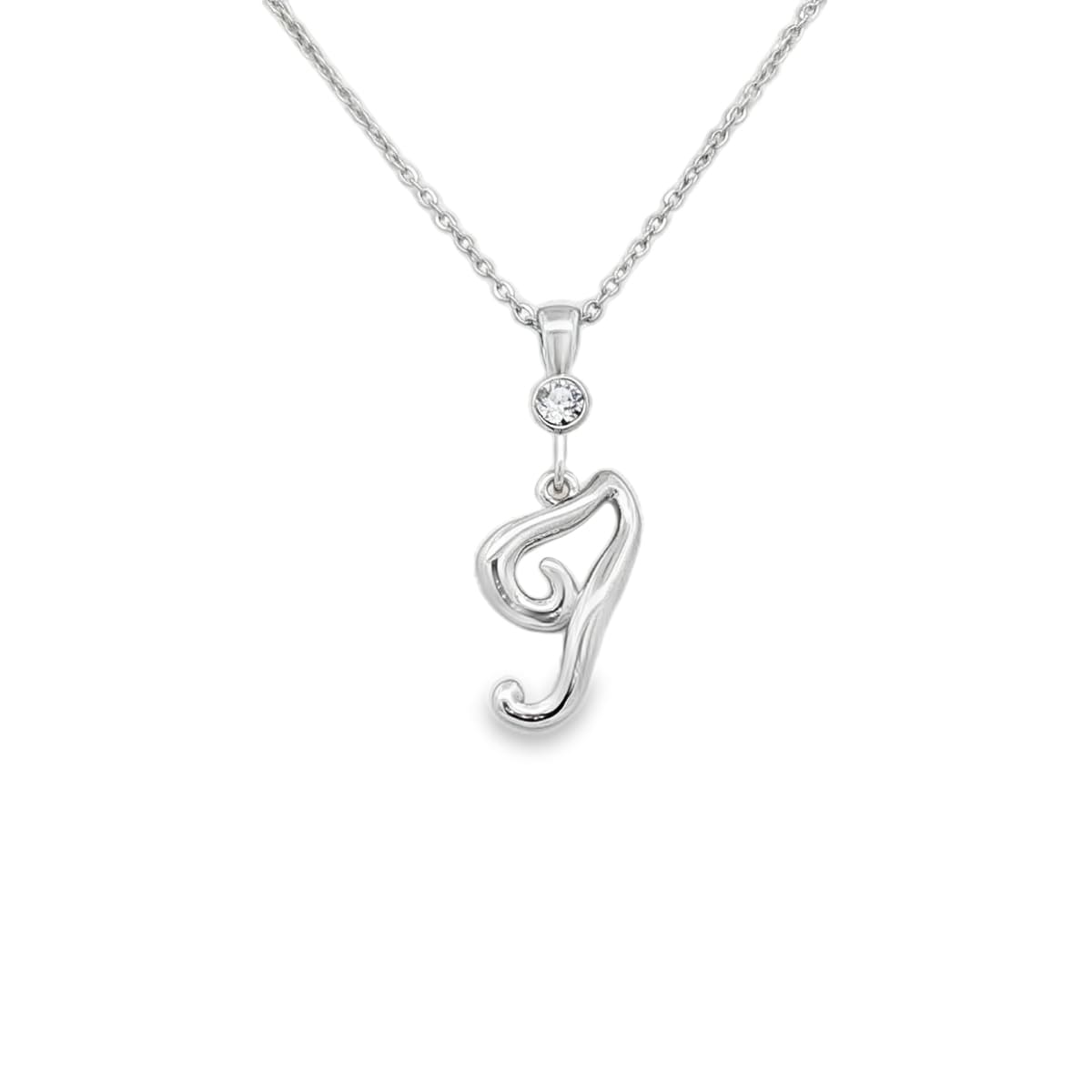 Silver letter I initial pendant for personalized birthstone necklace