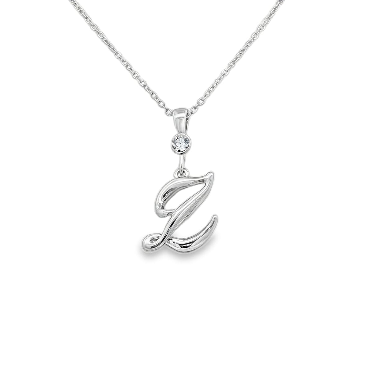 Silver letter L initial pendant for personalized birthstone necklace