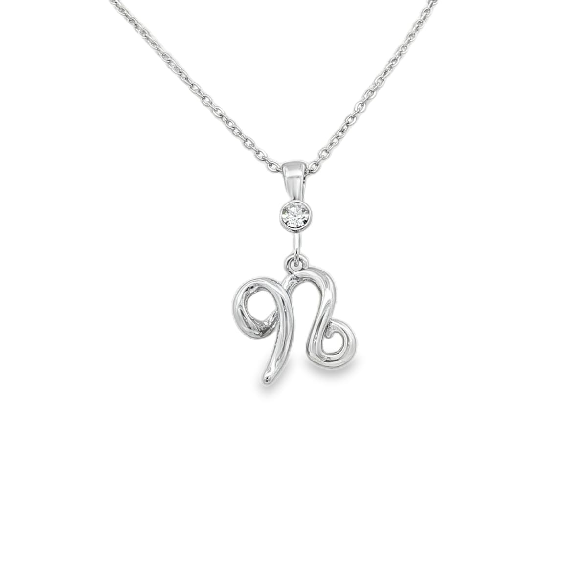 Silver letter N initial pendant for personalized birthstone necklace
