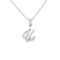 Silver letter U initial pendant for personalized birthstone necklace