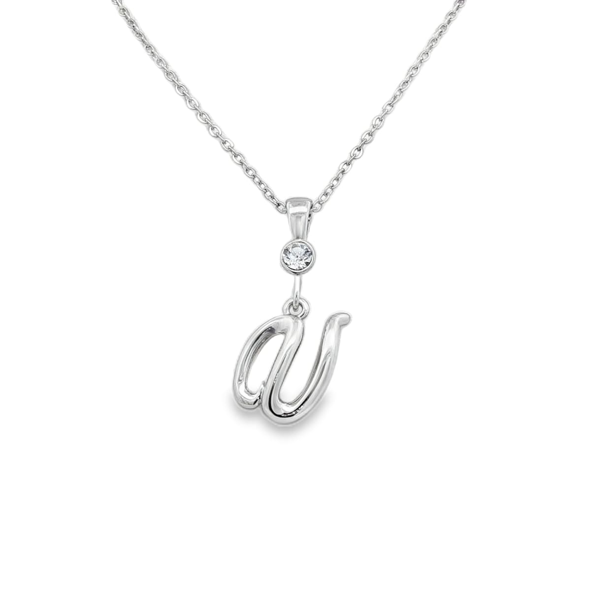 Silver letter V initial pendant for personalized birthstone necklace
