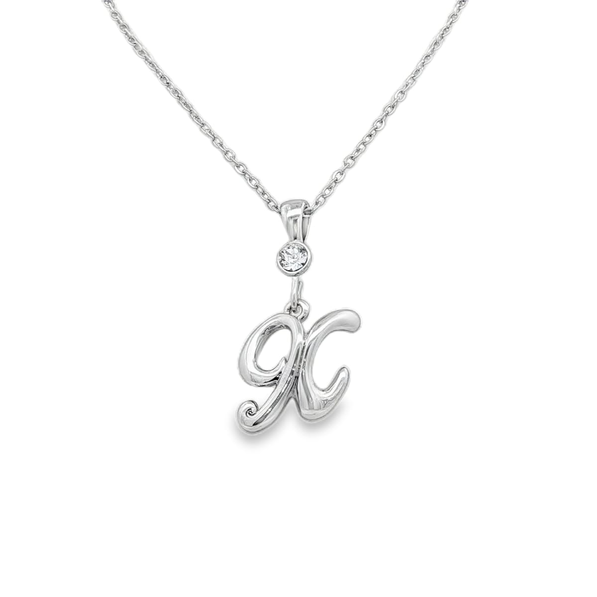Silver letter X initial pendant for personalized birthstone necklace