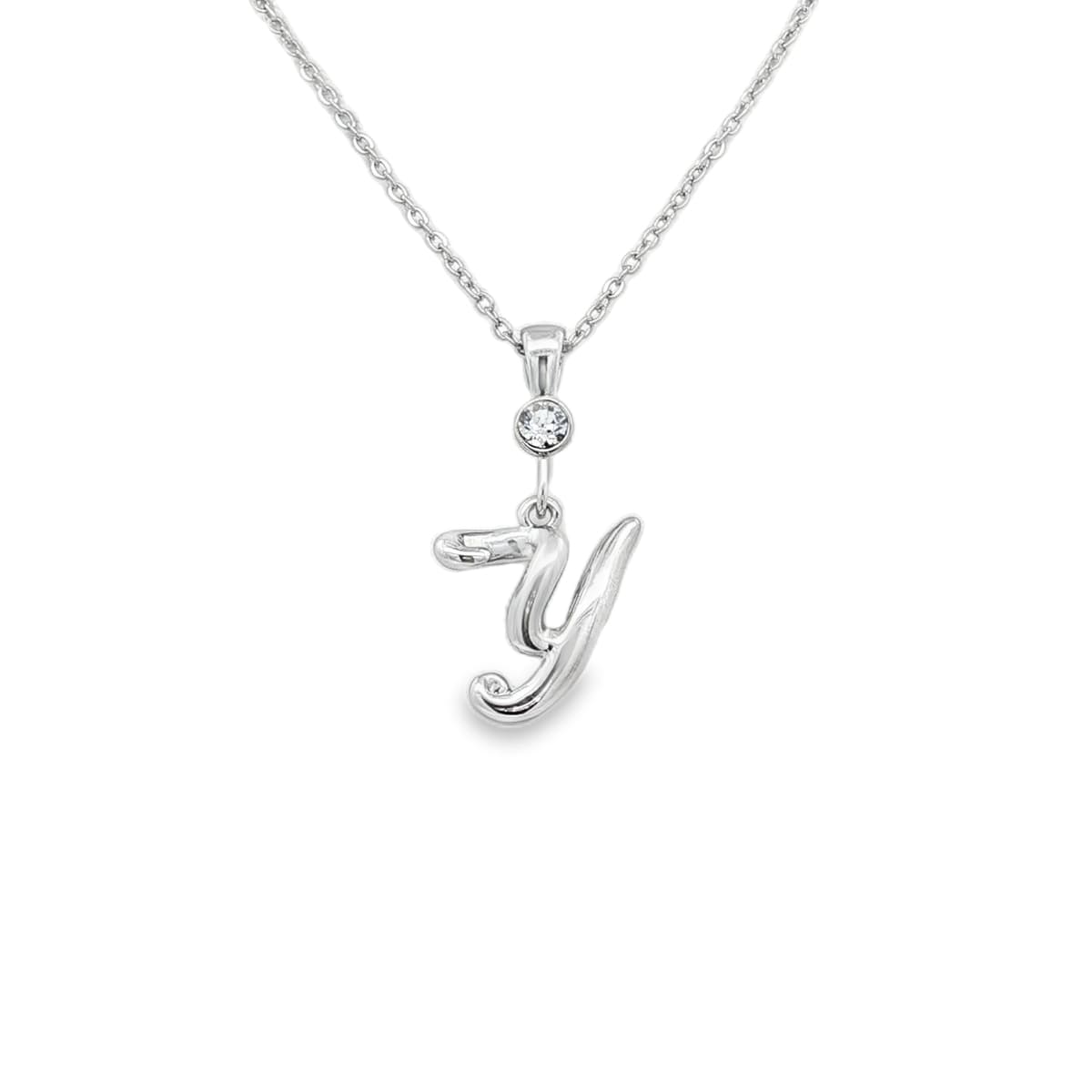 Silver letter Y initial pendant for personalized birthstone necklace