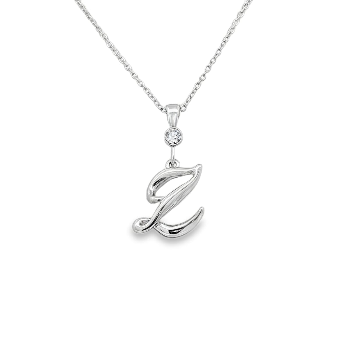 Silver letter Z initial pendant for personalized birthstone necklace