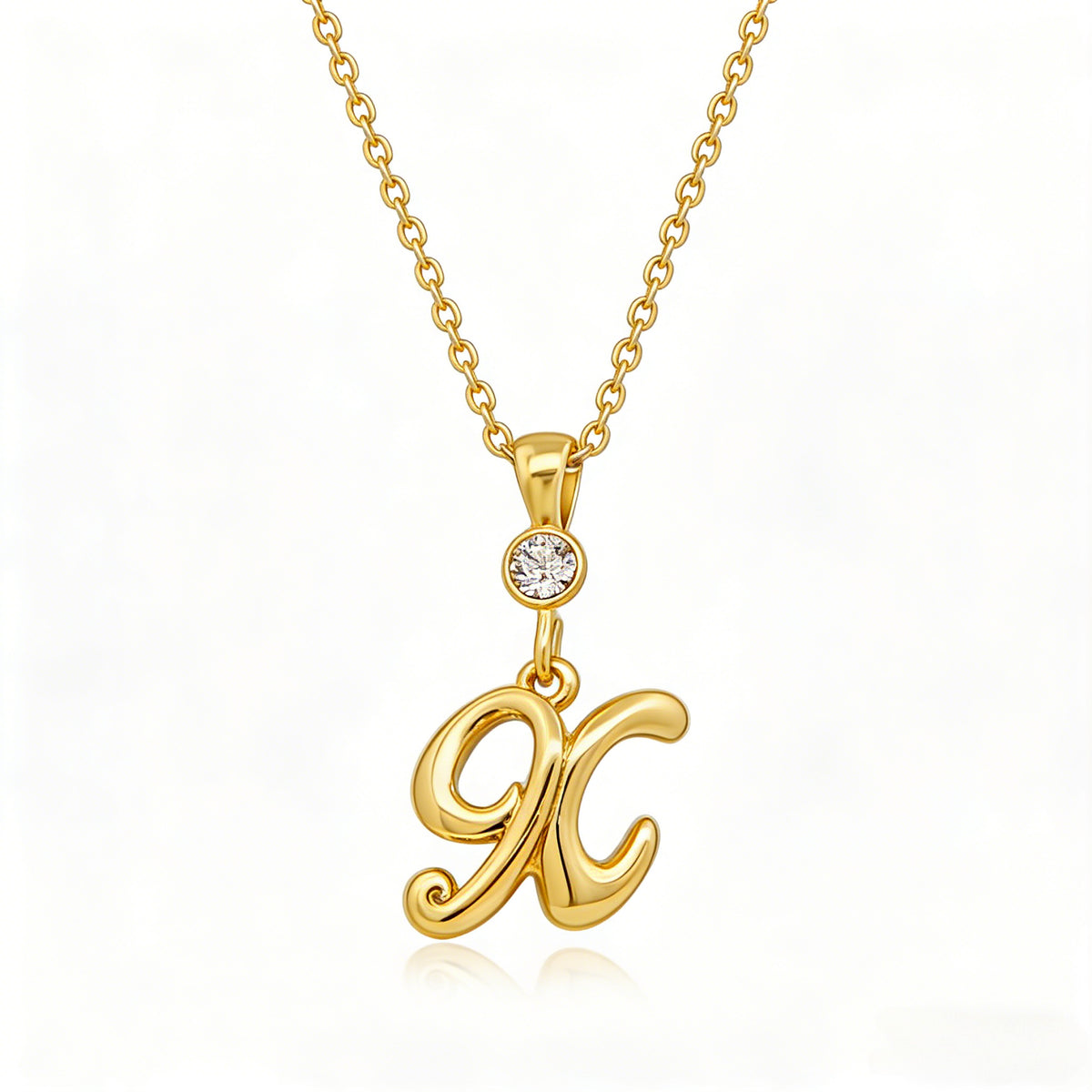 Gold letter X initial pendant for personalized birthstone necklace