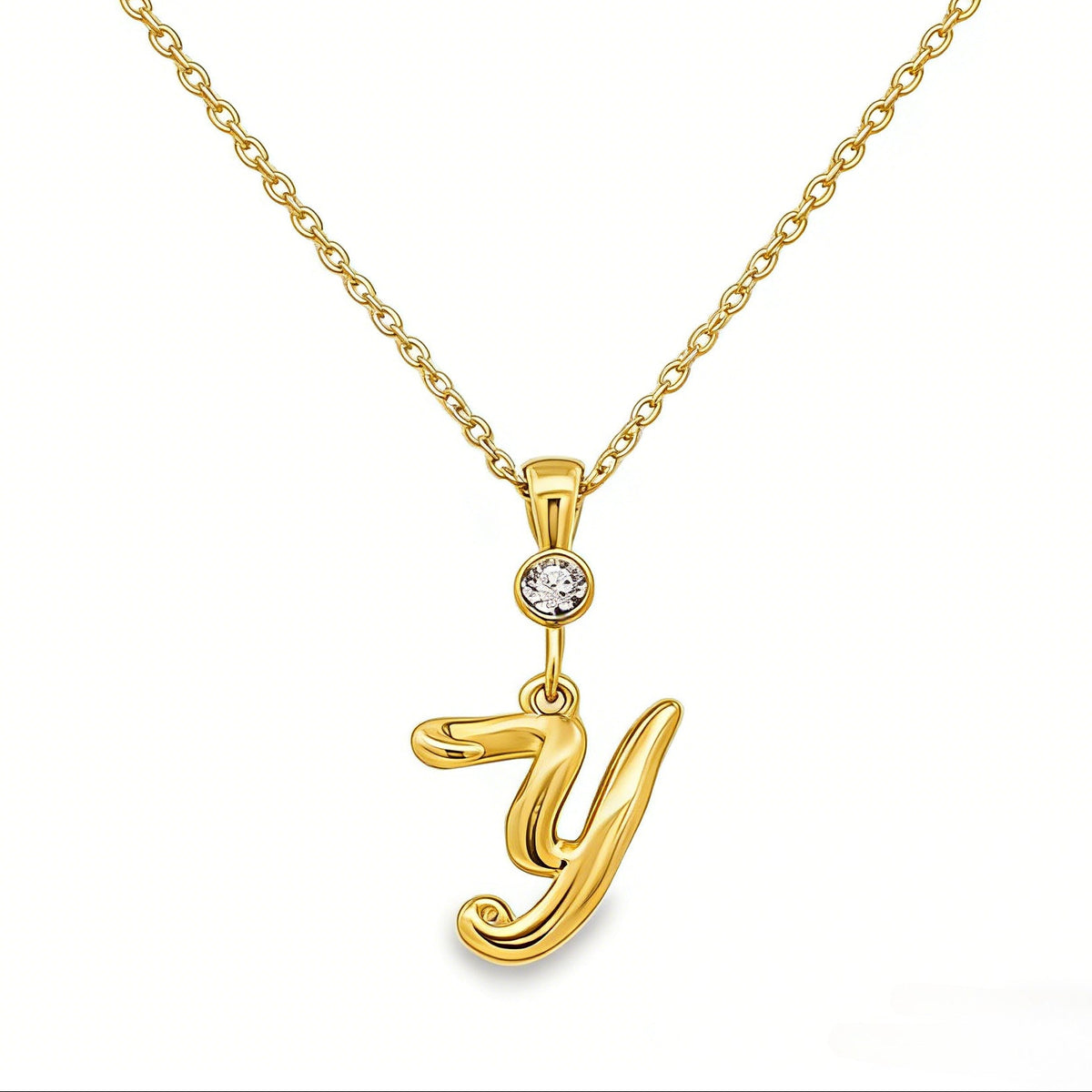 Gold letter Y initial pendant for personalized birthstone necklace