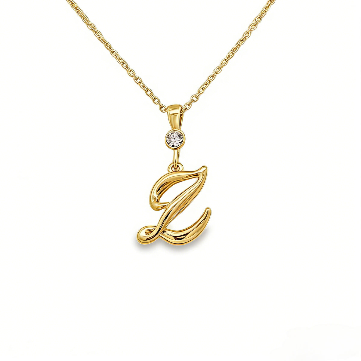 Gold letter Z initial pendant for personalized birthstone necklace