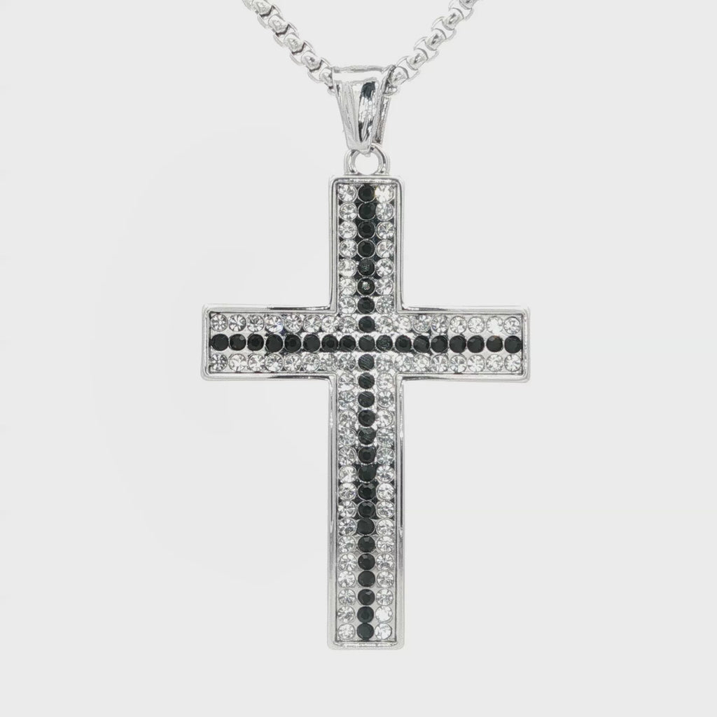 Black and Clear Cross Necklace - UN-1087