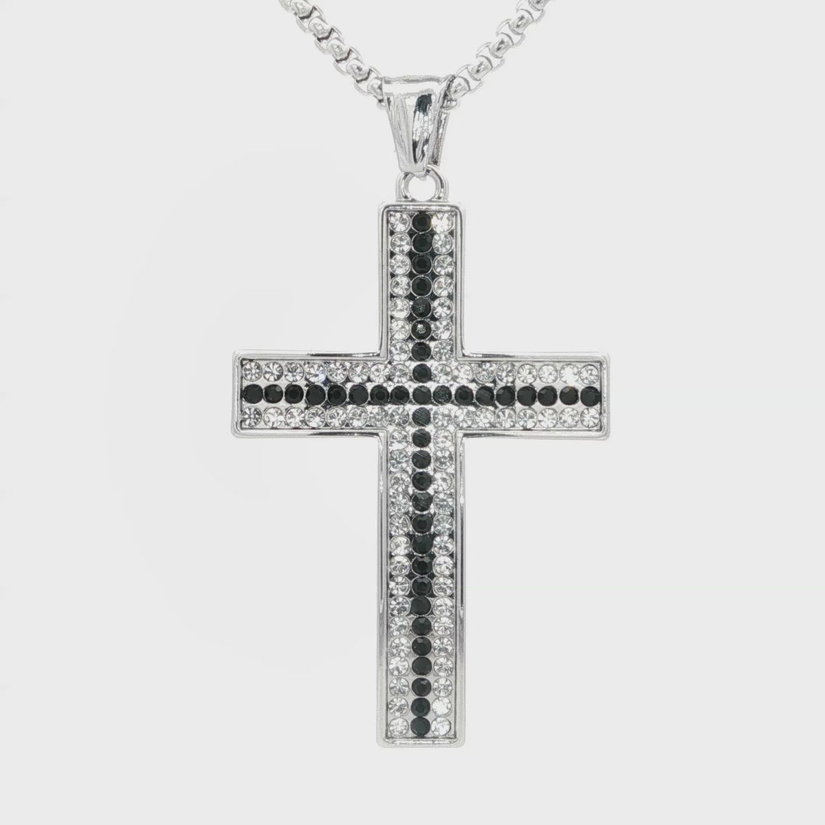 Black and Clear Cross Necklace - UN-1087