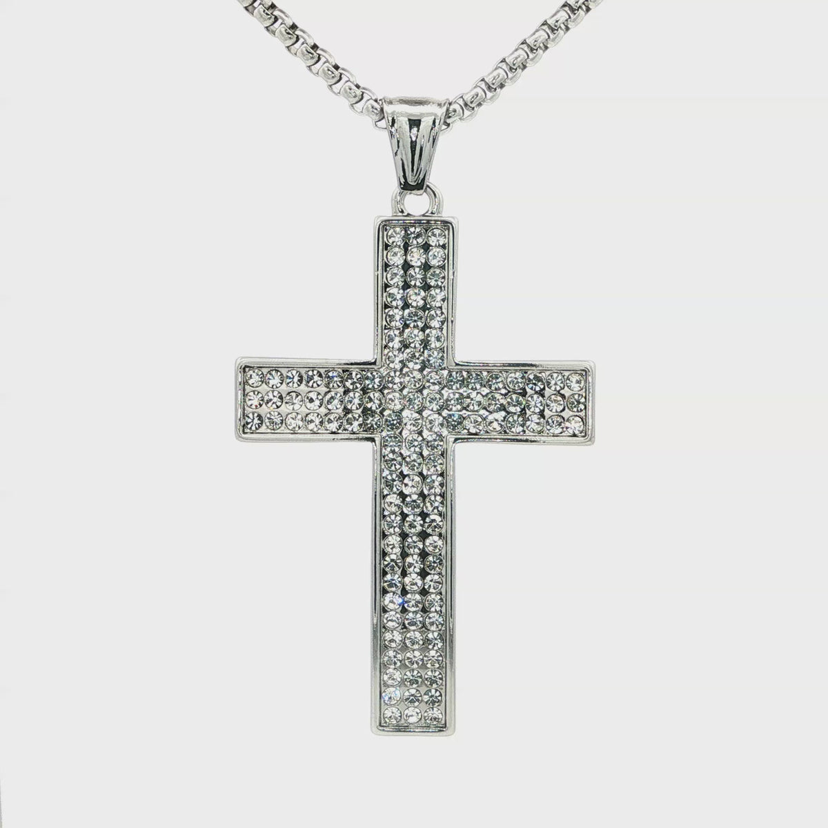 Clear Czech Rhinestone Cross Necklace - UN-1083