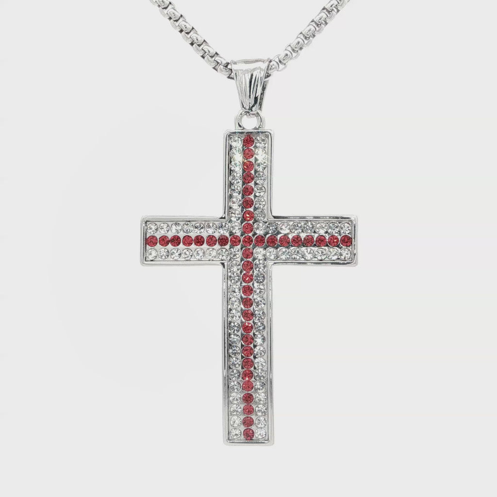 Red and Clear Cross Necklace - UN-1093