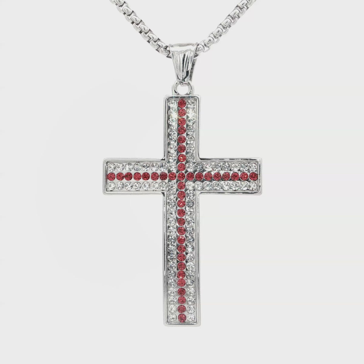 Red and Clear Cross Necklace - UN-1093