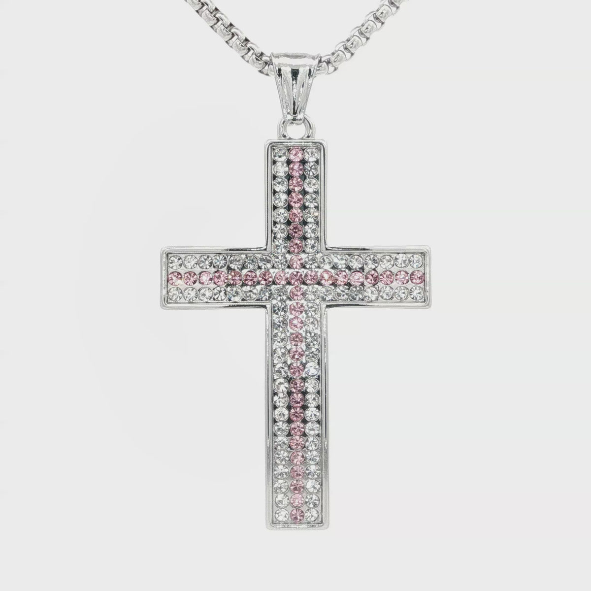 Pink and Clear Cross Necklace - UN-1090