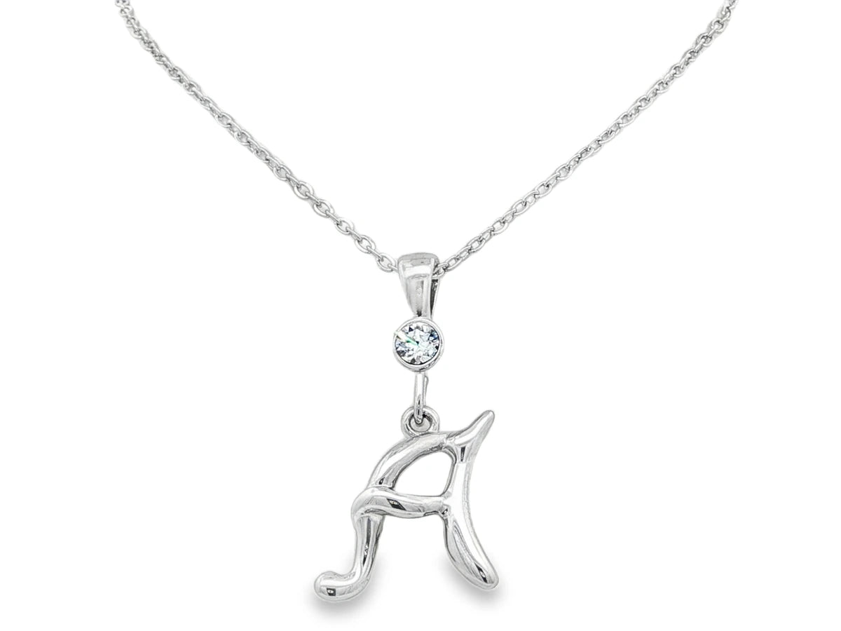 Silver initial A necklace preview